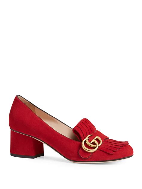 red toes guccie heels|gucci suede mid heel pump.